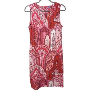 J. McLaughlin Pink Coral Catalina Paisley Sleeveless Sheath Dress Women’s Medium